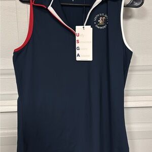 Walter Hagen Navy and White Sleeveless Tank Top